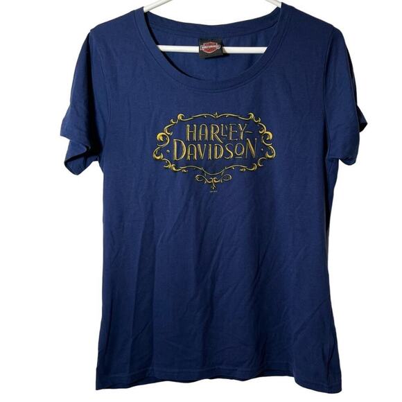 Harley Davidson Tops - HARLEY DAVIDSON Mackinac Island Michigan Harley Davidson Blue Tee Sz L